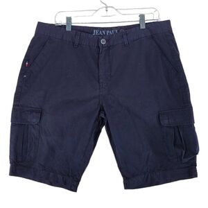 Jean Paul Benny Cargo Shorts Mens XL Twill Navy Cotton Flat Front (36x10.5)